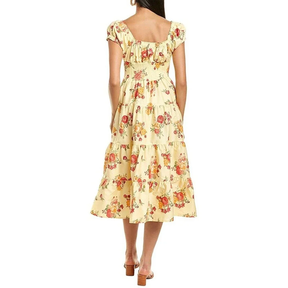 Danielle Bernstein Floral Poplin Tiered Dress